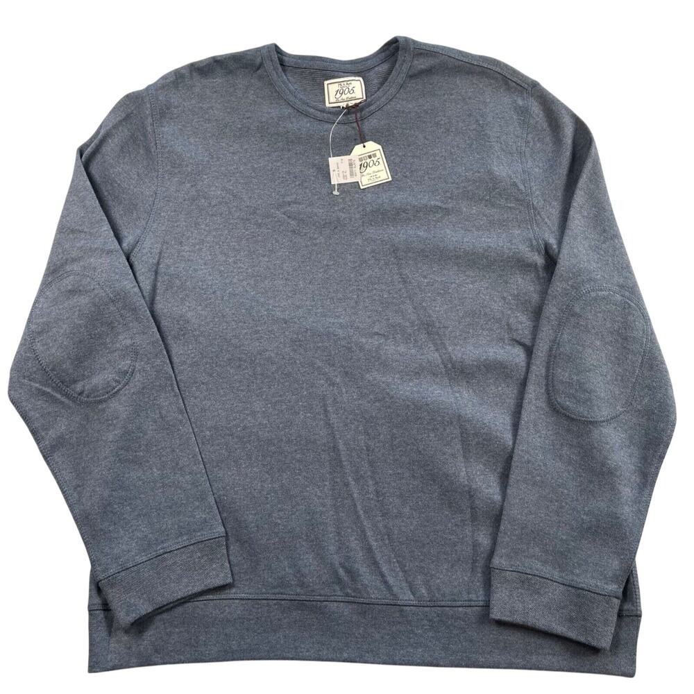 Jos A Bank Sweatshirt XL Tailored Fit Blue Elbow Patch 1905 Preppy Outdoors